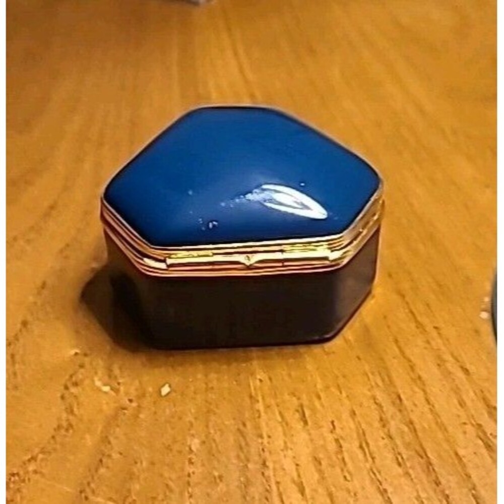 Vtg Limoges France Porcelain Dark Aqua Blue trinket Box Pill Box 2x2.25x1.5 NEW - Picture 7 of 12